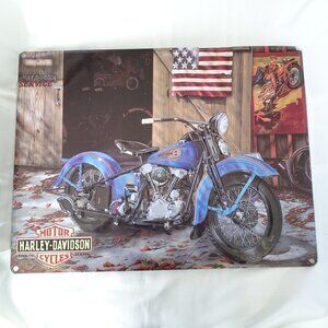 Harley Davidson "At Your Service" Tin Sign. 17"x13".